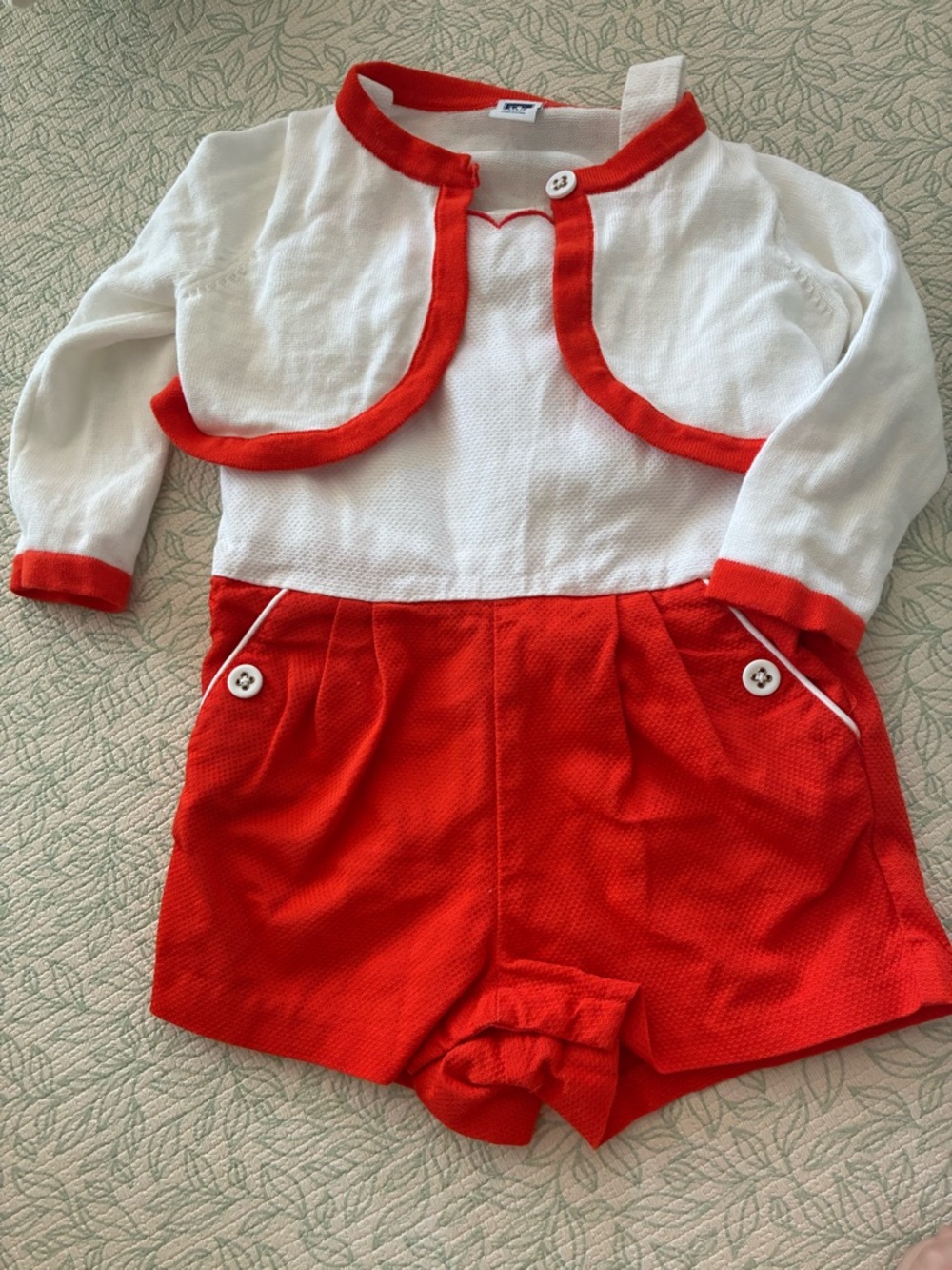 Janie and Jack White Top with Bright Orange Trim Infant Set